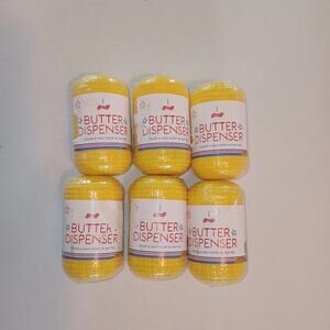 6 NEW Yellow Plastic Corn-On-the-Cob BUTTER DISPENSERS 3.5 x 2 Sealed